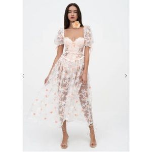 For Love & Lemons Tessa Midi Dress Size Large NWT